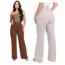 Calça Wide Leg Feminina Pantalona Cintura Alta Jeans (6 cores)