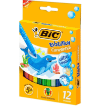 Canetinha Hidrográfica BIC Evolution Ultra Lavável 12 Cores