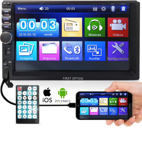 Central Multimídia Mp5 First Option 7810H Universal 2din Bt Usb Fm Leitor SD