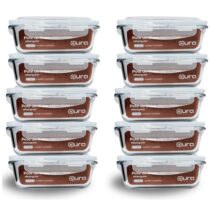 Conjunto 10 Potes Vidro Hermético de Travas 640ml Aura Do Brasil