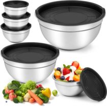 Conjunto 3 Peças Tigelas Bowls em Aço Inox com Tampa