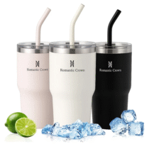 Copo Térmico de Aço Inoxidável com Canudo e Tampa 600ml Romantic Crown