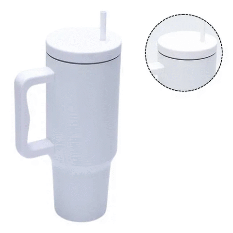 Copo Térmico Inox 1,2L Isolada a Vácuo de Parede Dupla com Canudo Branco