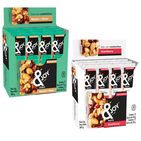 Enjoy Pack 12 Barras Castanhas Nuts Cranberry ou Banana e Nozes Zero