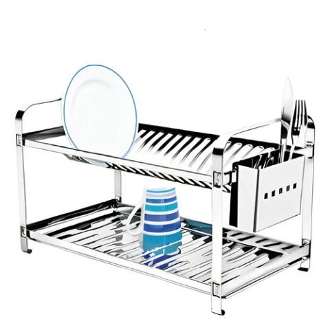Escorredor De Louça Bancada Secador 20 Pratos Mak Inox Prateado