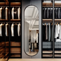Espelho Oval Grande 170cm X 70cm Corpo Inteiro com Moldura Preto