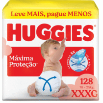 Fralda Descartável Huggies Máxima Proteção XXXL 128 Unidades