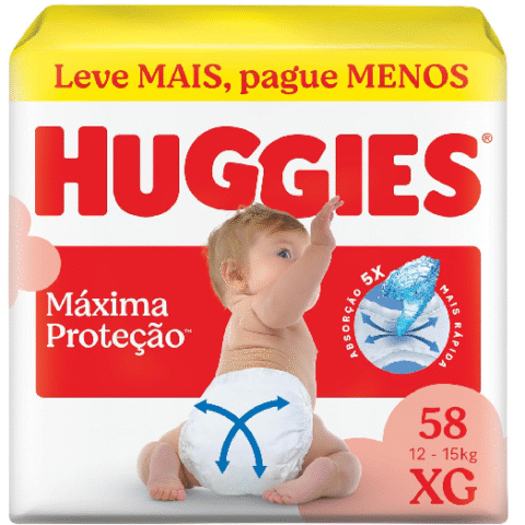 Fralda Descartável Huggies Máxima Proteção XG 58 unidades