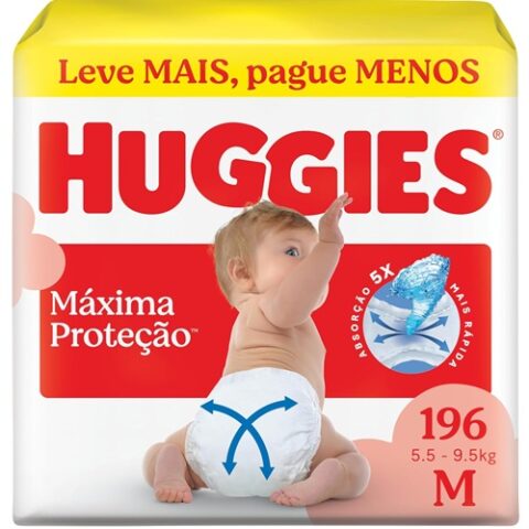 Fralda Huggies Máxima Proteção M 196 unidades