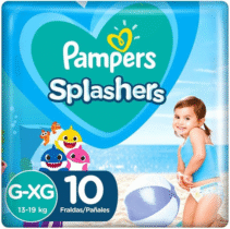 Fralda Pampers Splashers Baby Shark G-XG 10 fraldas