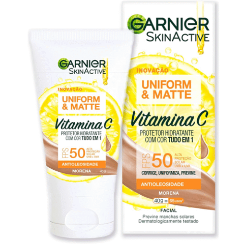 Garnier Protetor Solar Hidratante Efeito Matte FPS50 Uniform & Matte 40g Cor Morena