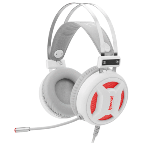 Headset Gamer Redragon Minos H210W com Microfone com Mute Iluminação Vermelha – Lunar White