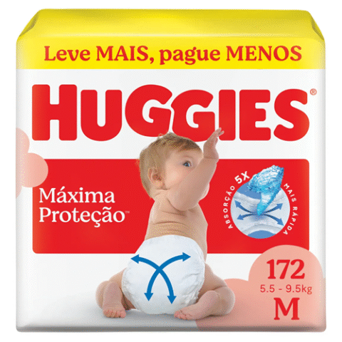 Huggies Fralda Descartável Máxima Proteção M 172 Unidades