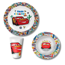 Jogo Refeição 3 Peças Infantil Melamine Carros