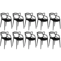 Kit 10 Cadeiras Allegra Master Empilhável Preto Magazine Decor
