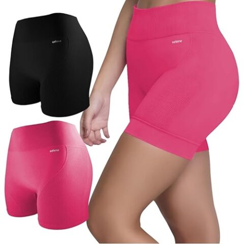 Kit 2 Shorts Academia Sem Costura Canelado Fitness Selene (20 opções)