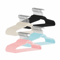 Kit 20 Cabides Infantil Veludo Slim Antideslizante Ultrafino Azul ou Preto