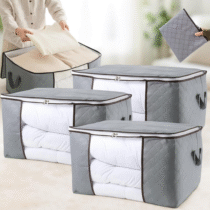 Kit 3 Bolsas Saco Organizadoras 90L com Visor Transparente Alças Reforçadas Tecido Respirável Dobrável