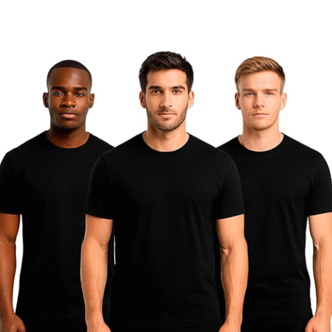 Kit 3 Camisetas Básicas Masculinas Algodão Premium Sandrini Preto