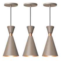 Kit 3 Luminária Pendente Mini Pequim 24cm Balcão Bancada Cor Fendi