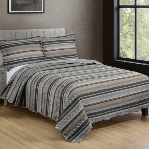 Kit 3 Peças Cobre Leito Colcha Casal Patchwork Evolution Dupla Face Camesa