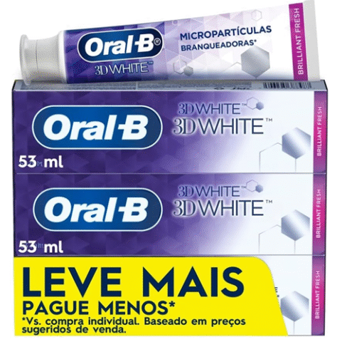 Kit 3 Unidades Creme Dental Clareador Oral-B 3D White Brilliant 53ml