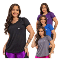 Kit 4 Camisetas Feminina Fitness Dry Fit
