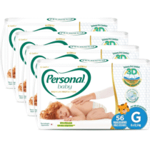 Kit 4 Pacotes Fraldas Personal Premium Protection G 56 unidades cada