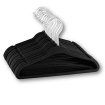 Kit 50 Cabides Veludo De Roupa Antideslizante Slim Adulto Vittak Preto