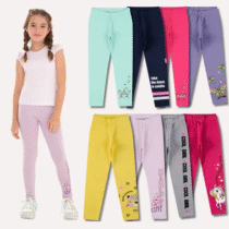 Kit 6 Calças Legging Infantil Menina Cotton – Tam. 2 ao 10 anos