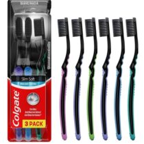 Kit 6 Unidades Escova de Dente Colgate Slim Soft Black Com Infusão de Carvão