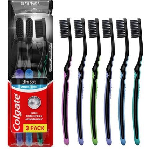 Kit 6 Unidades Escova de Dente Colgate Slim Soft Black Com Infusão de Carvão