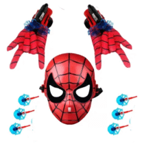 Kit Homem Aranha 2 Luvas Lança Teia + Mascara Spider Man