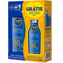 Kit Nivea Sun Protetor Solar Protect & Hidrata FPS50 200ml + Protetor Solar Protect & Hidrata FPS50 100ml