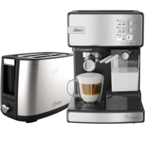 Kit Oster Inox Cafeteira Espresso Nova Primalatte + Torradeira