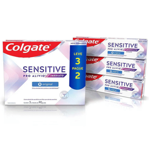 3 Packs Colgate Creme Dental para Sensibilidade Sensitive Pro Alívio Imediato Original 90g 3 unidades