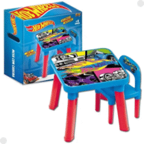 Mesa de Atividades + Cadeira Hot Wheels