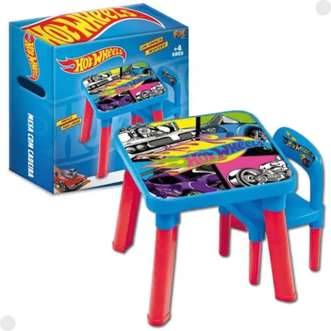 Mesa de Atividades + Cadeira Hot Wheels