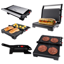 Mini Grill Elétrico Inox 2 em 1 Chapa antiaderente 220V