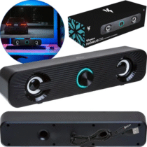 Mini Soundbar LED RGB para Computador Notebook Gamer Potente Subwoofer