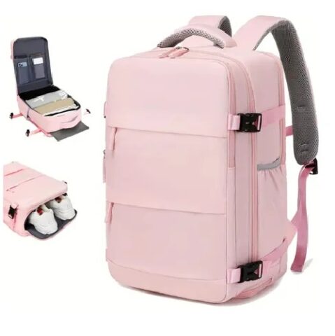 Mochila Coowoz Viagem Feminina 25L Impermeavel com Porta USB e Compartimento para Sapatos Separado