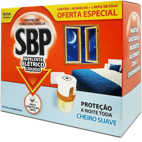Novo Aparelho Repelente Elétrico Líquido SBP 45 Noites Cheiro Suave + Refil