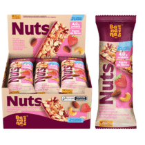 Pack 12 Unidades Barra De Castanhas Amendoim E Morango Com Cobertura De Morango 25g Banana Brasil