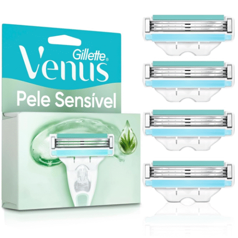 Pack 4 Unidades Gillette Venus Pele Sensível Carga para Aparelho de Depilar com Aloe Vera