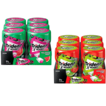 Pack 6 Garrafas Chiclete Trident XSenses sem Açúcar Melancia Mint ou Morango Lime 54g