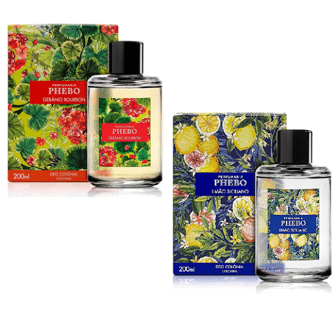 PHEBO Deo Colônia 200ml Limão Siciliano ou Gerânio Bourbon