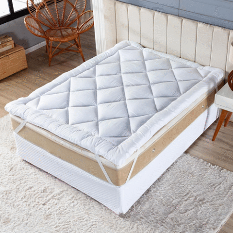 Pillow Top 400 Fios Toque de Plumas Casa Dona (Casal)