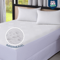 Protetor Impermeável para Colchão Premium Tecido Jacquard 100% Impermeável Estilo Americano Lateral em Malha Branco