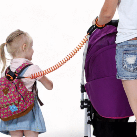Pulseira Guia de Segurança Proteção para Criança Pulso Anti Perda Laranja