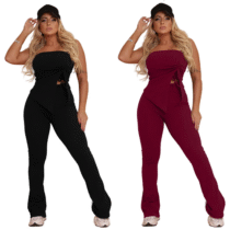 Conjunto Feminina Calça E Blusa Tomara Que Caia Canelado